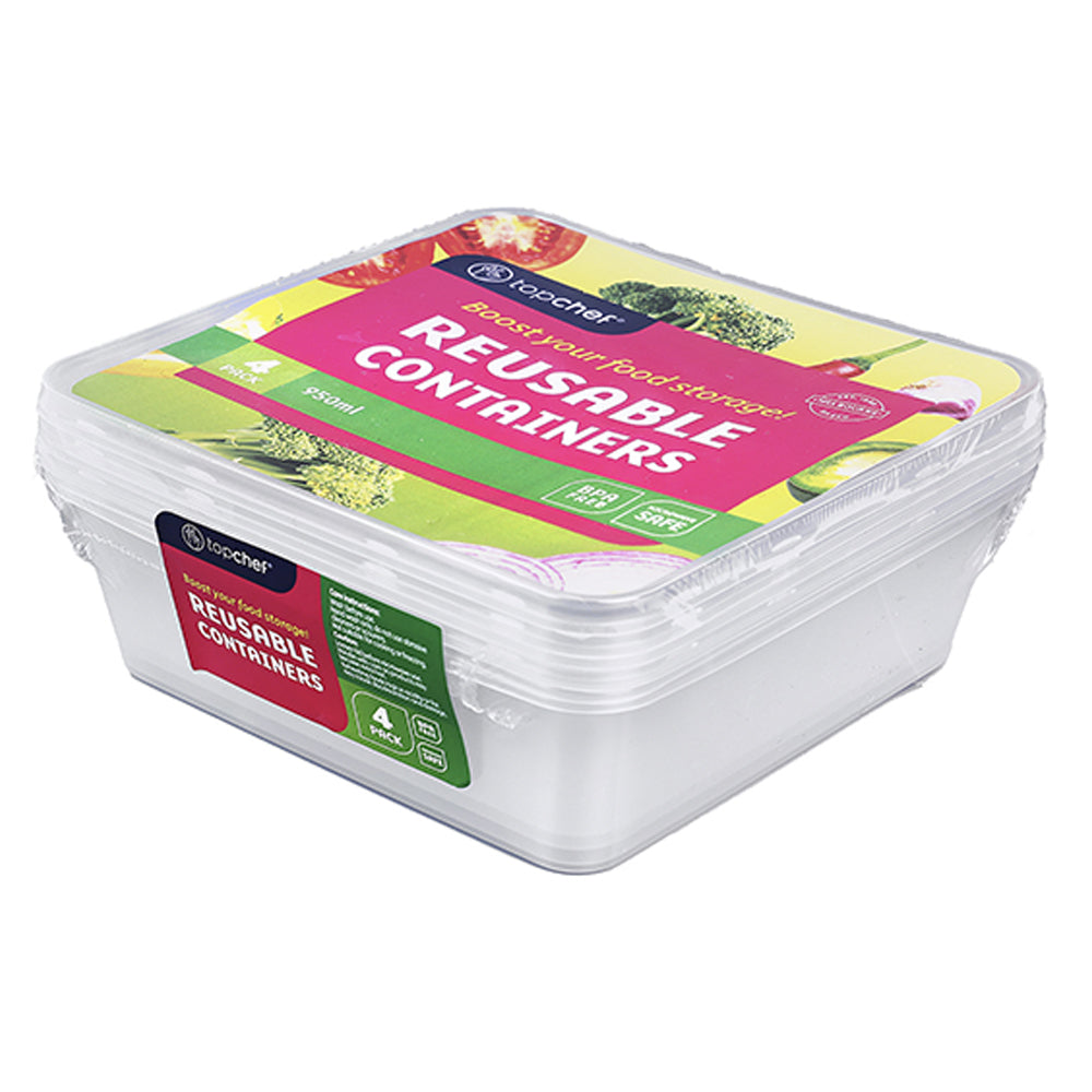 8x 4pc Topchef 950ml Square Food Storage Container w/Lid