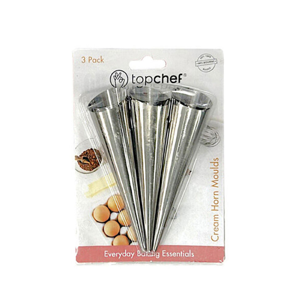 6x 3pc Topchef Stainless Steel Cream Horn Moulds Baking Utensil Set Silver