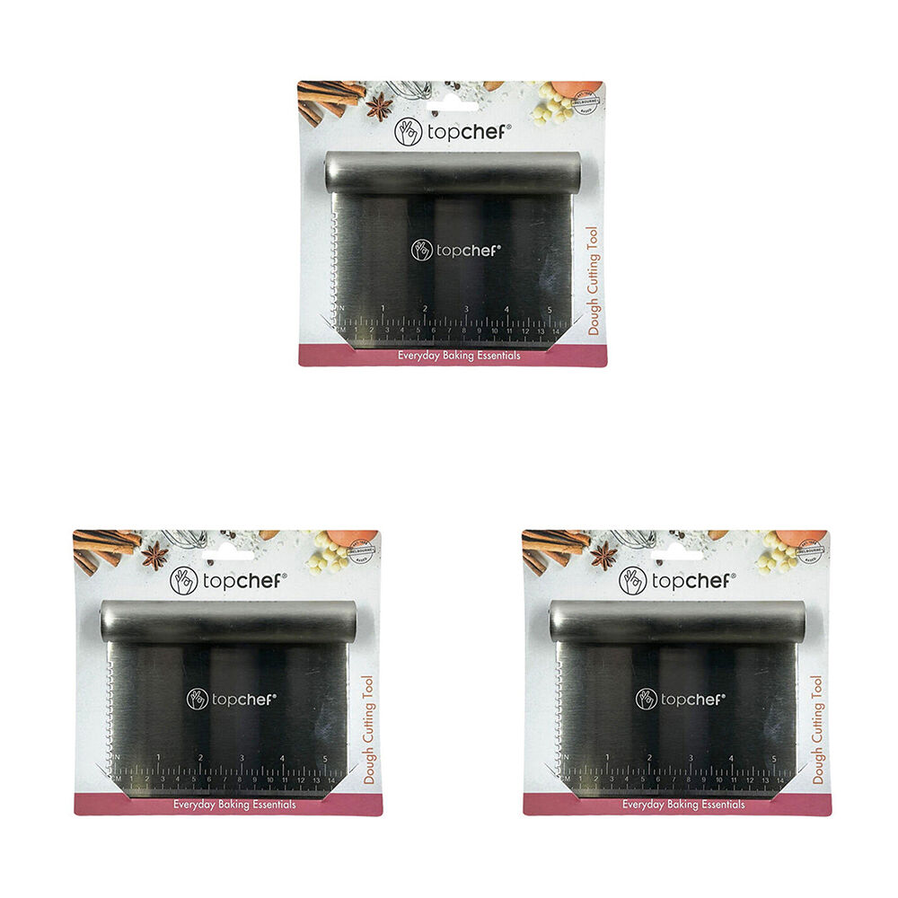 3PK Topchef Stainless Steel Dough Cutter/Scraper Baking Utensil Set Silver