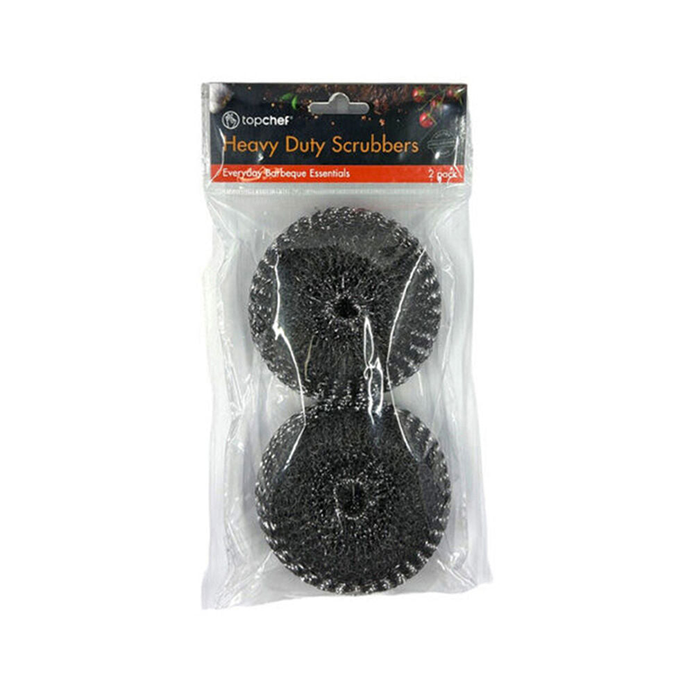 12x 2pc Topchef Heavy Duty Steel Wire Barbeque Scrubber Cleaning Set Black