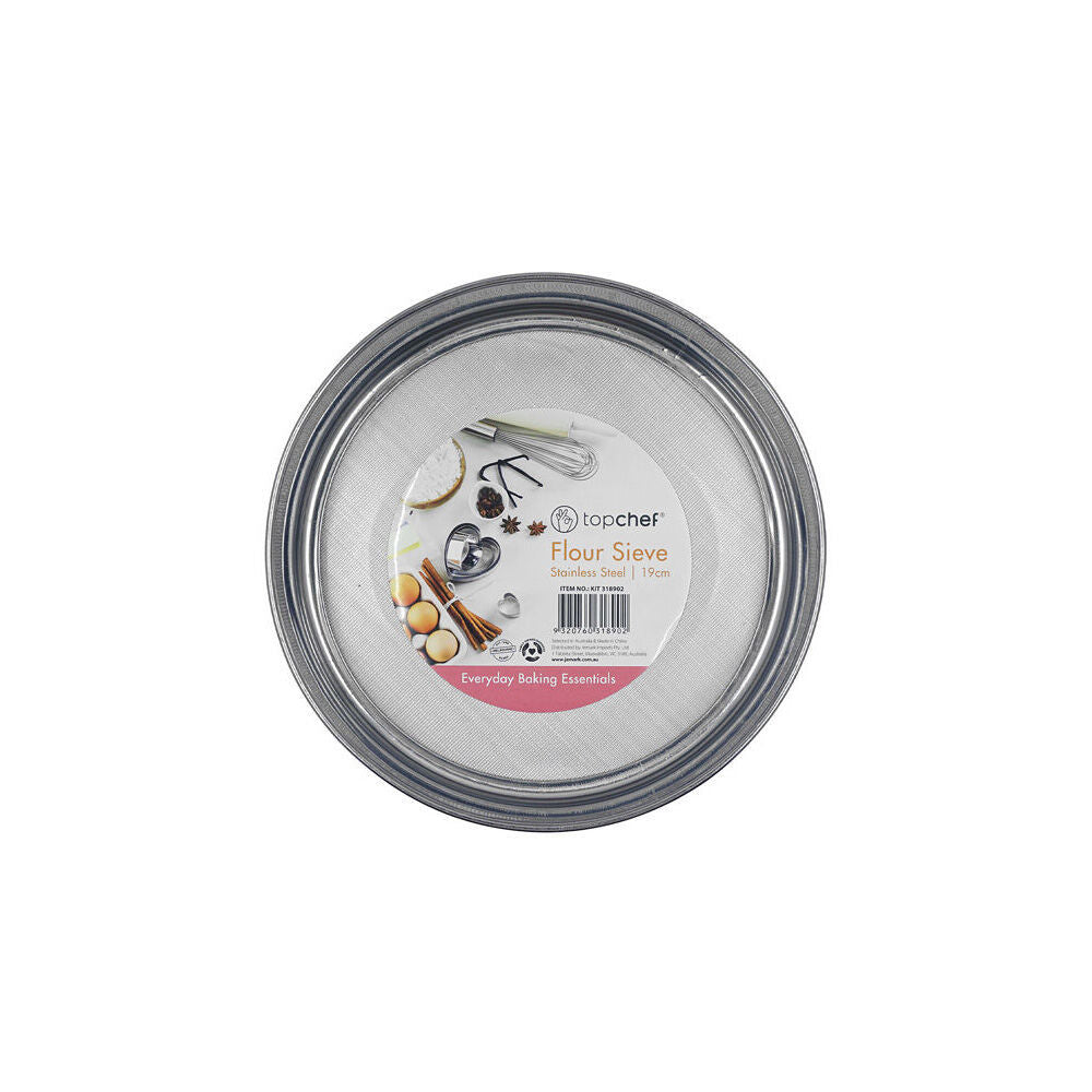3PK Topchef 19cm Stainless Steel Flour Sieve Fine Mesh