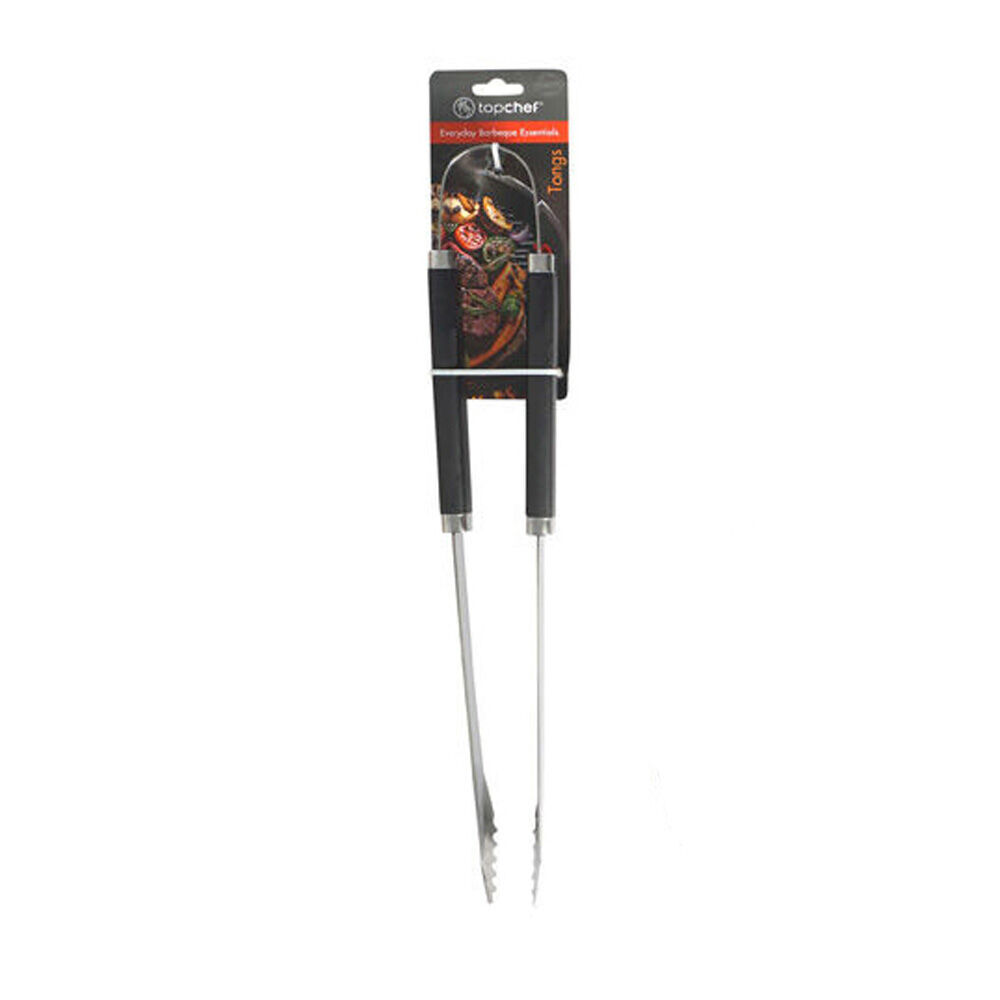 4PK Topchef Stainless Steel Barbeque Tongs w/ Handle Black/Silver