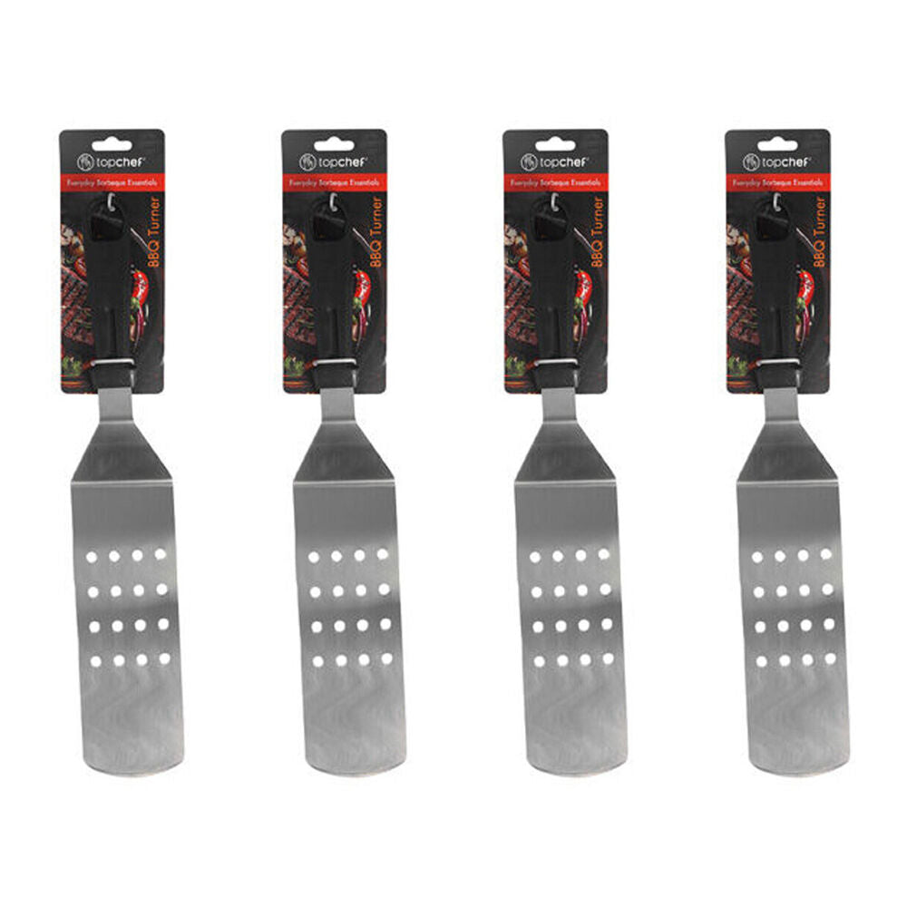 4PK Topchef Stainless Steel Jumbo Barbeque Turner Spatula Black/Silver