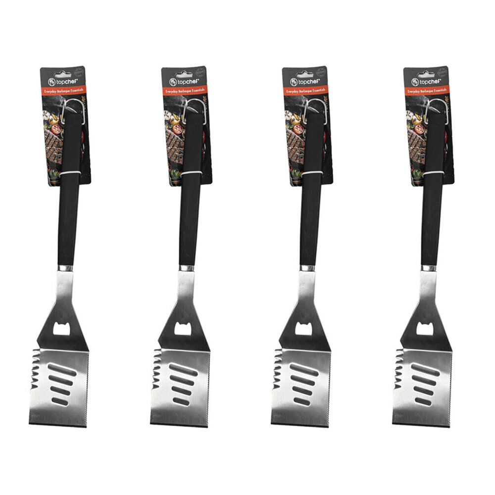 4PK Topchef Stainless Steel Barbeque Grill Turner w/ Indents Black/Silver