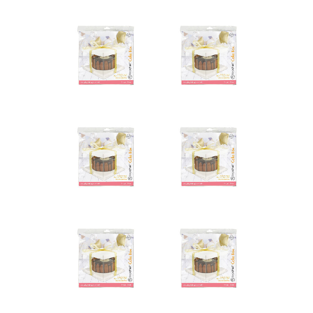 6PK Topchef Cake Box See Through Assorted Black/White 26x26x18