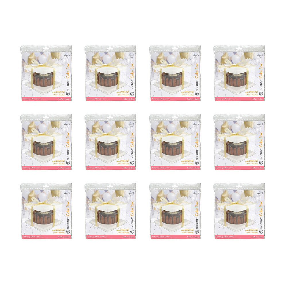 12PK Topchef Cake Box See Through Container Assorted 22x22x16