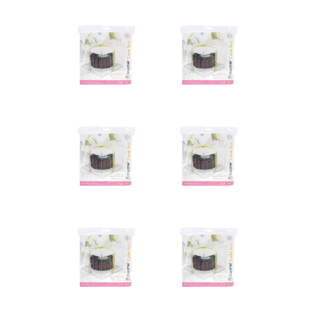 6PK Topchef Cake Box See Through Assorted 18x18x13 - Black/White