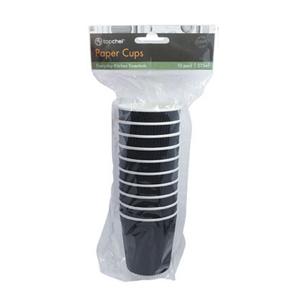 12x 10pc Topchef Disposable Paper Drinking Cups 275ml/8oz Assorted