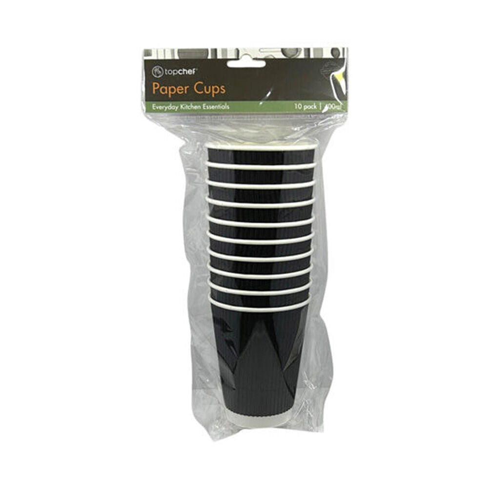 12x 10pc Topchef Disposable Paper Drinking Cups 400ml/12oz Assorted
