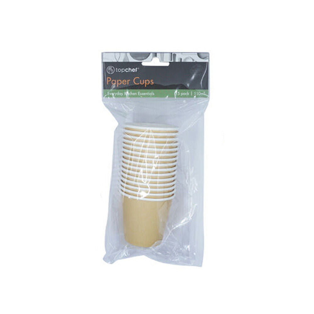 24x 15pc Topchef Disposable Paper Drinking Cups 110ml/4oz Assorted