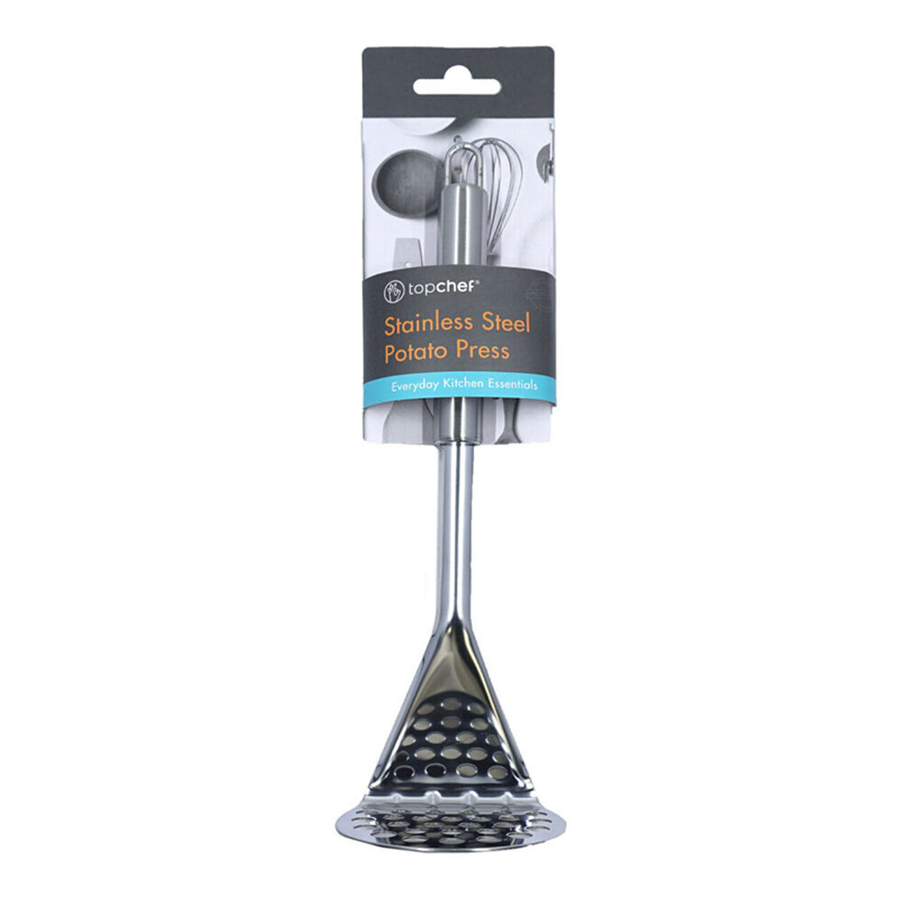 3PK Topchef Stainless Steel Potato Press Kitchen Utensil 25cm Silver