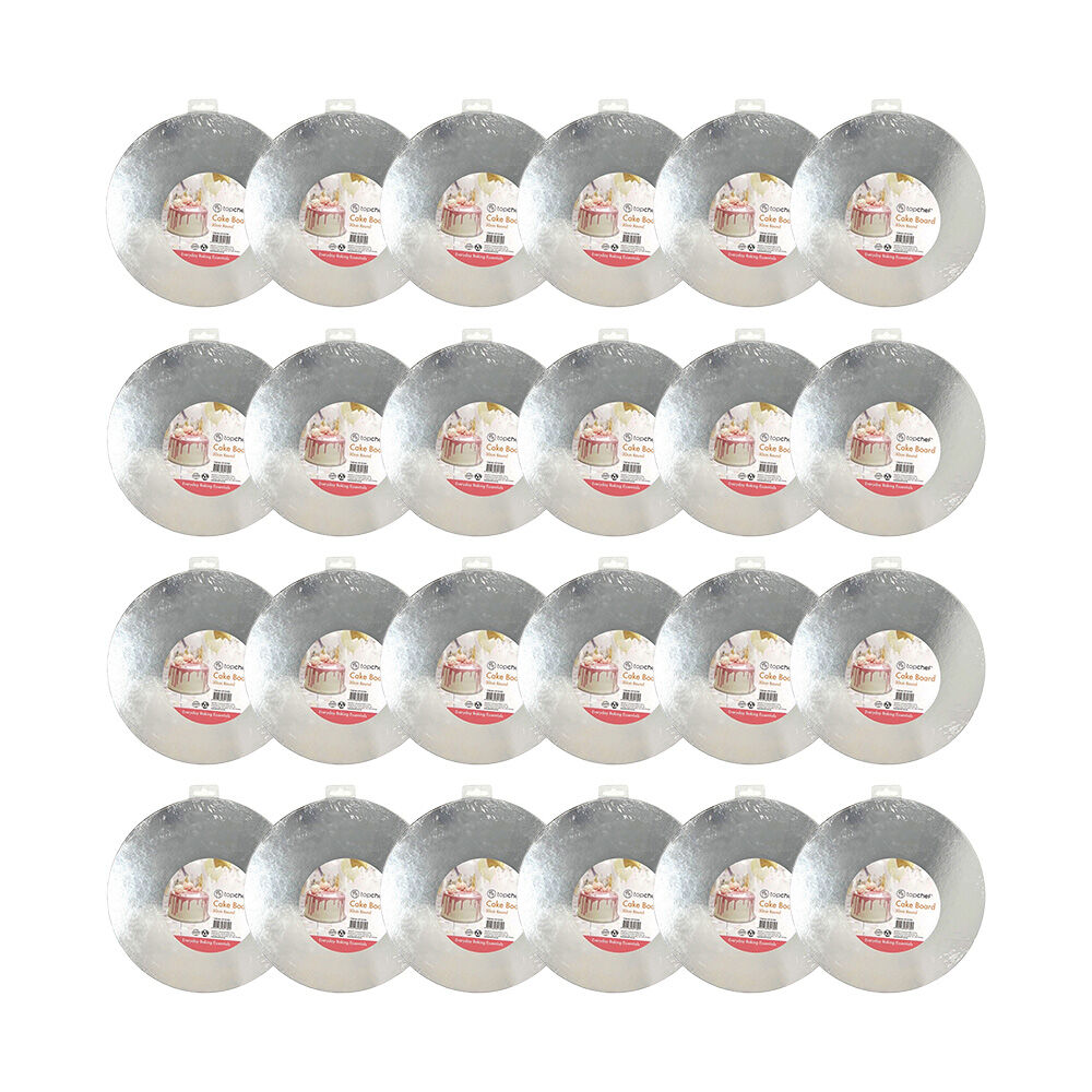 24PK Topchef 30cm Round Cake Board Baking Accessory - Grey