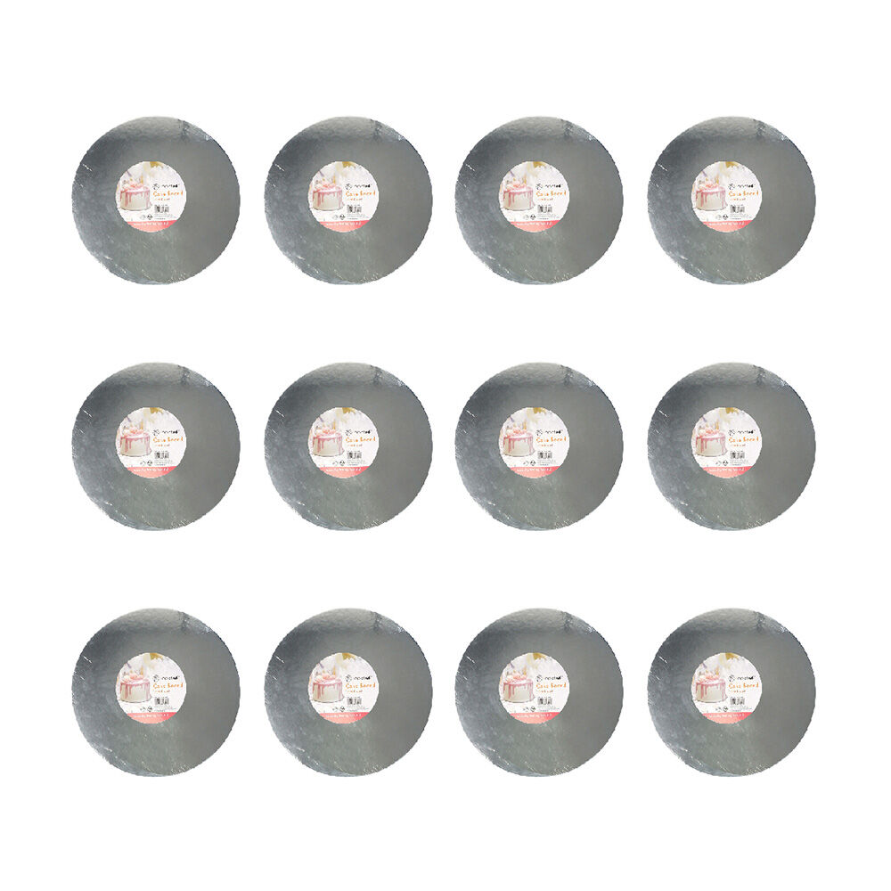 12PK Topchef 35cm Round Cake Board Baking Accessory - Grey