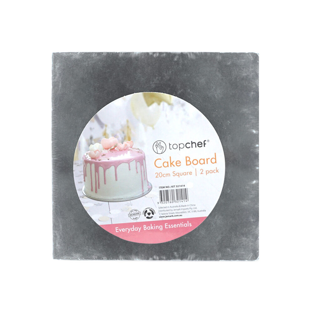 48pc Topchef 20cm Square Cake Board Baking Accessory - Grey