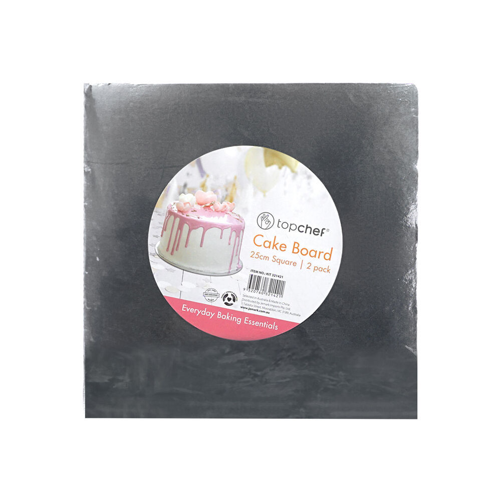 48pc Topchef 25cm Square Cake Board Baking Accessory - Grey
