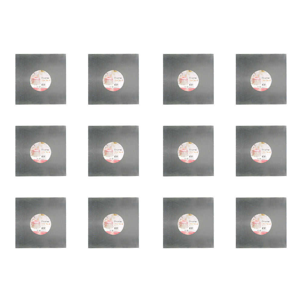 12PK Topchef 35cm Square Cake Board Baking Accessory - Grey