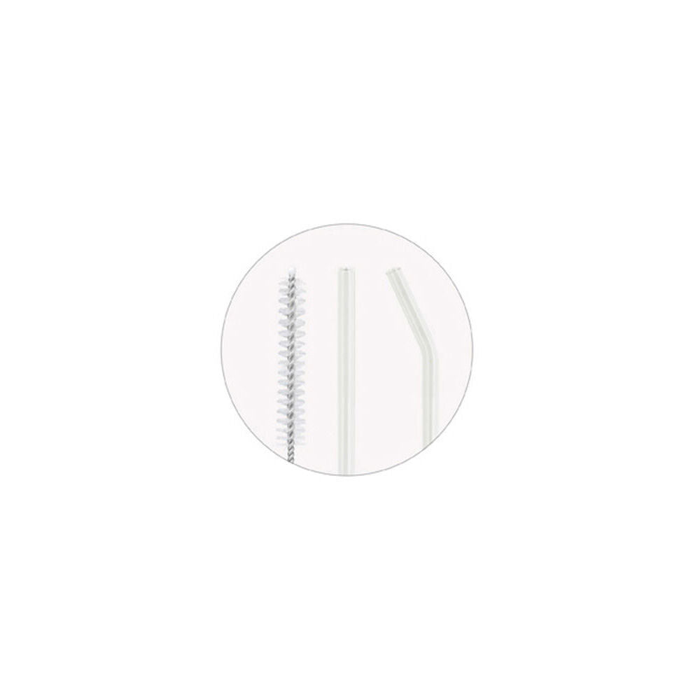 60pc Topchef Re-Usable Glass Drinking Angled Straws & Brush - Clear
