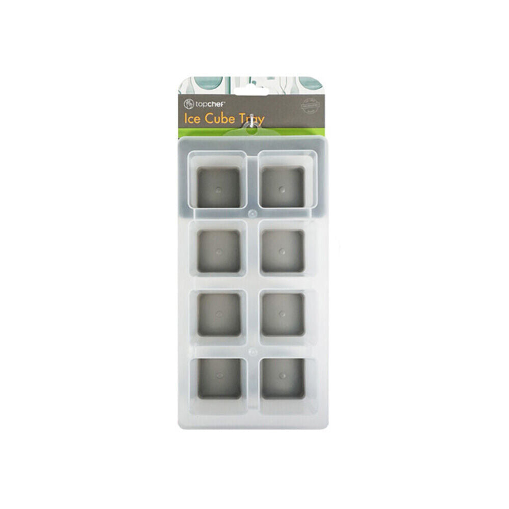 12PK Topchef Jumbo Flexible Ice Cube Tray w/ Soft Base - White