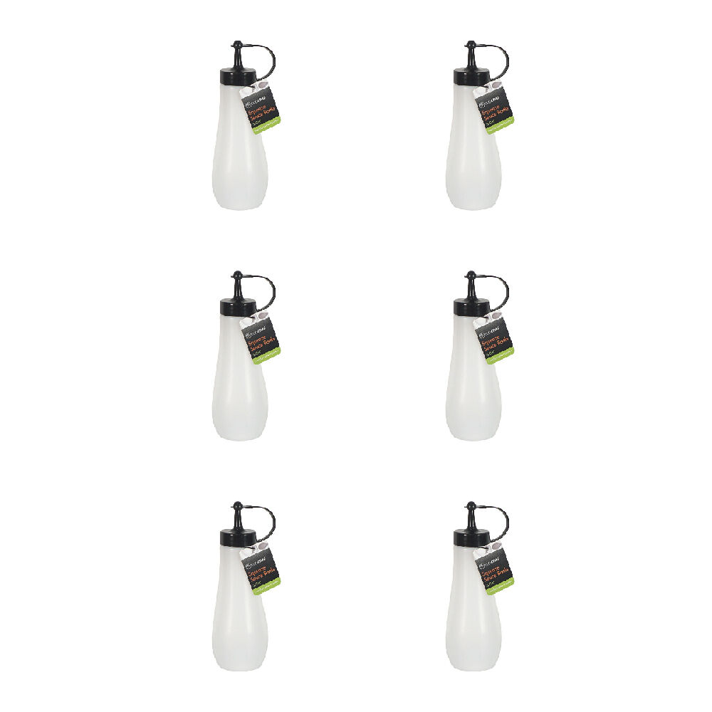 6PK Topchef Squeezable Sauce Bottle 360ml Condiment Dispenser - White