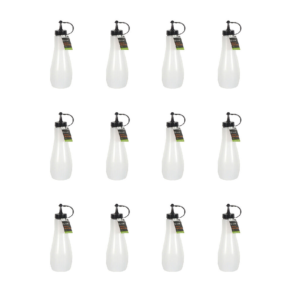12PK Topchef Squeezable Sauce Bottle 720ml Condiment Dispenser - White