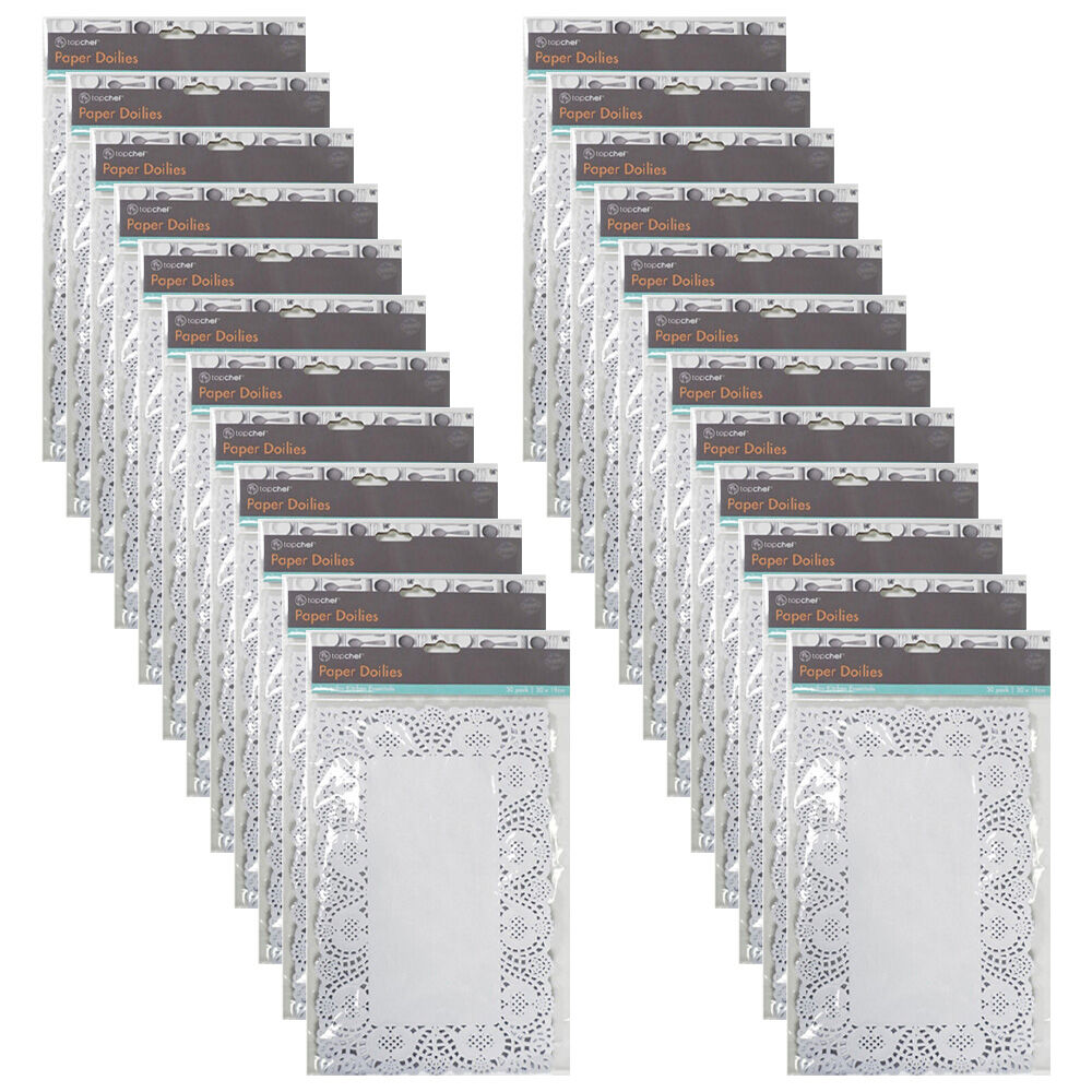 24x 30pc TopChef Medium Paper Doilies Disposable Placemats 27x19cm - Assorted