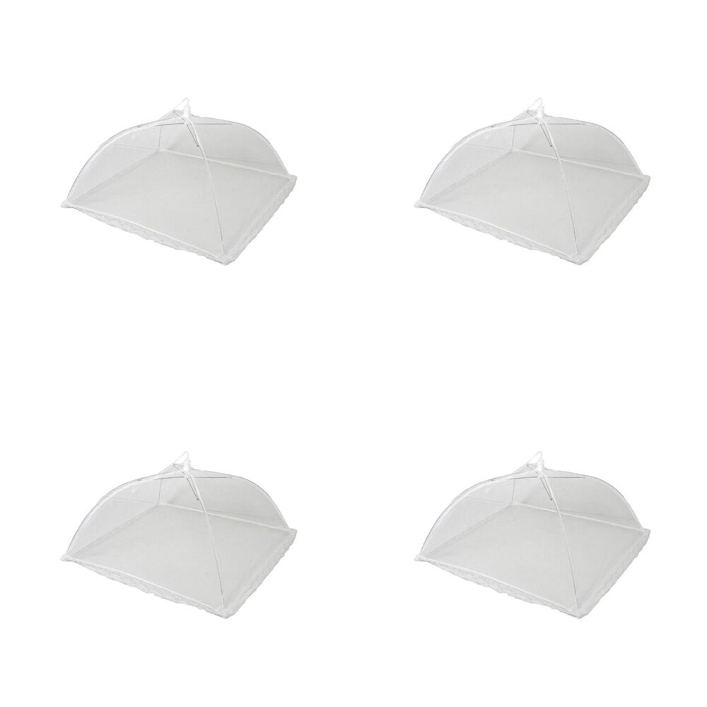 4x TopChef Plastic Mesh Food Cover Tent 1240x40cm - White