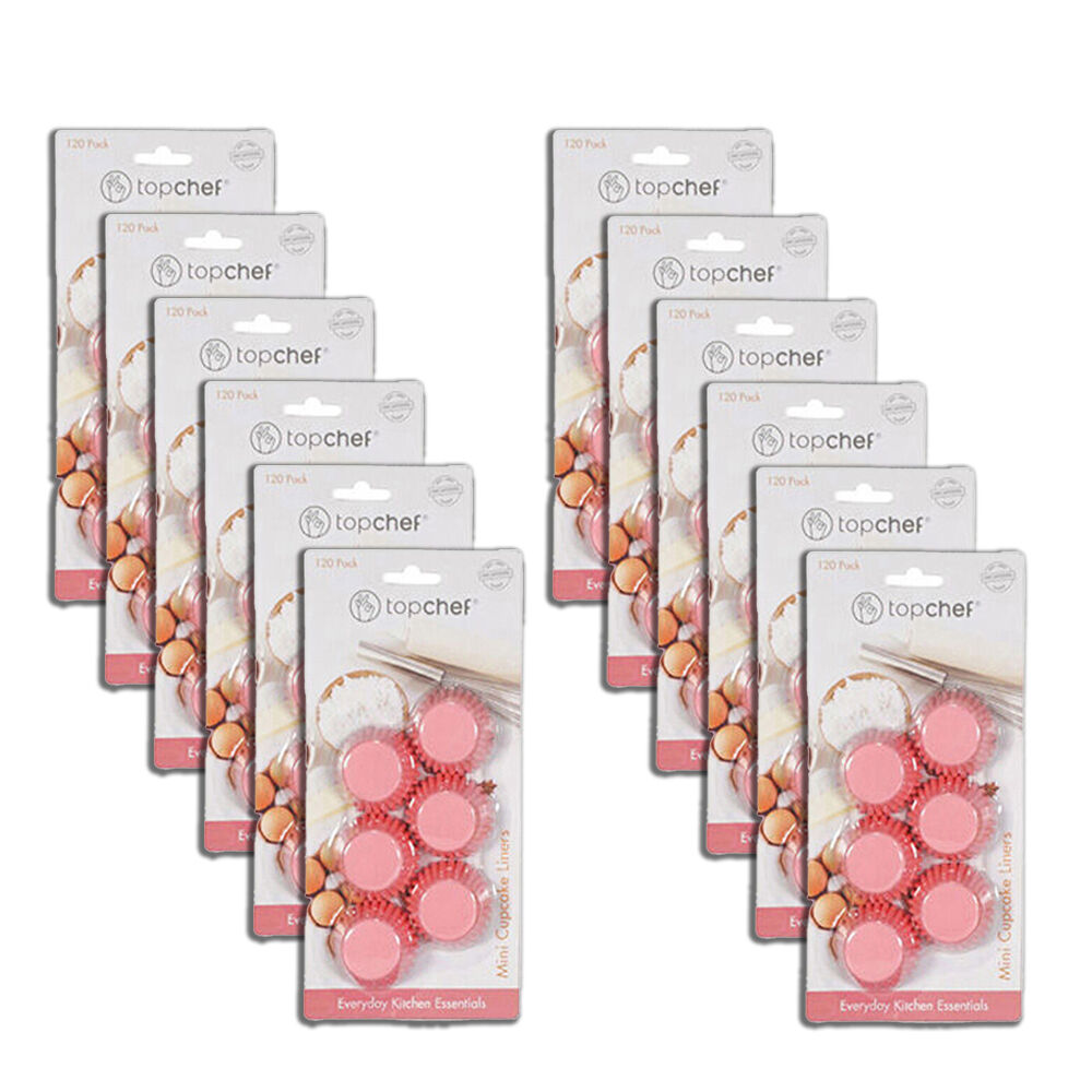12x 120pc Topchef Mini Paper Cupcake Liners Cups Set 4x3cm Assorted