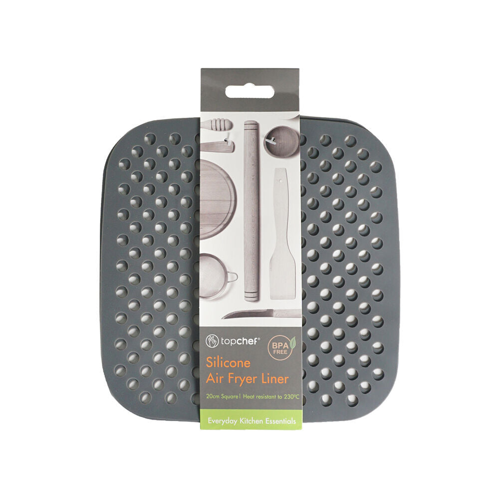 12pc Topchef Silicone Air Fryer Liner Set Square 20cm - Grey