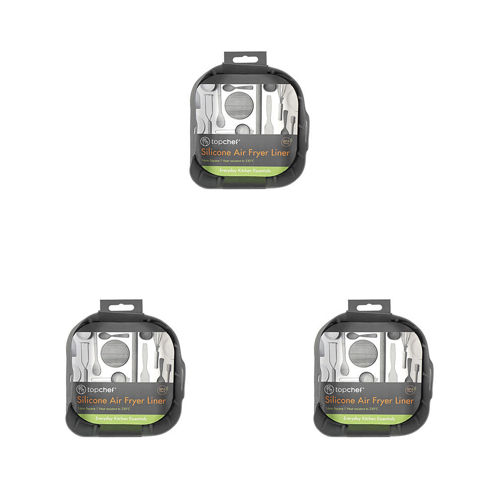 3PK Topchef Non Stick Silicone Air Fryer Liner Square 16cm