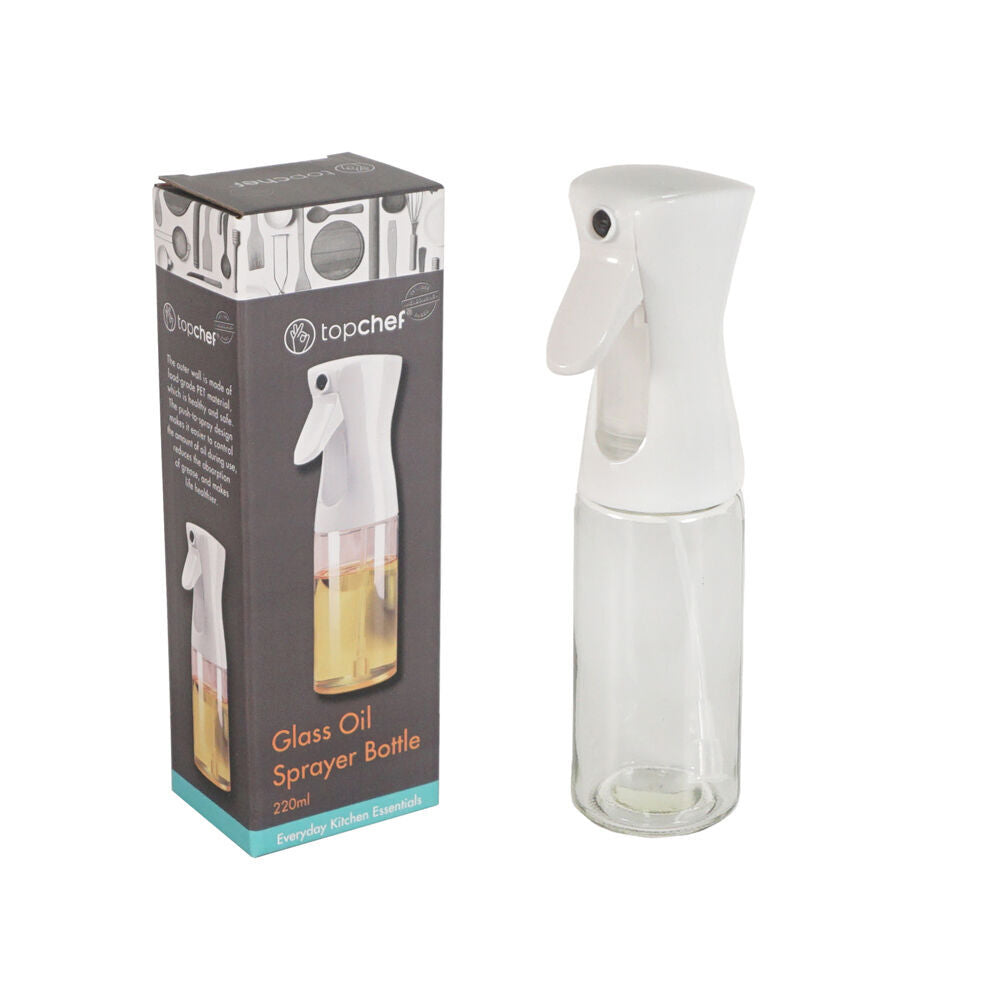 6PK Topchef Glass Oil Sprayer Bottle 220ml Oil Dispenser - White