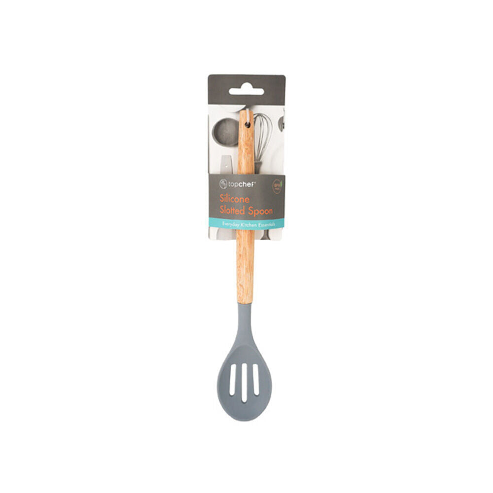 3PK Topchef Non Stick Silicone Slotted Spoon w/ Wood Handle
