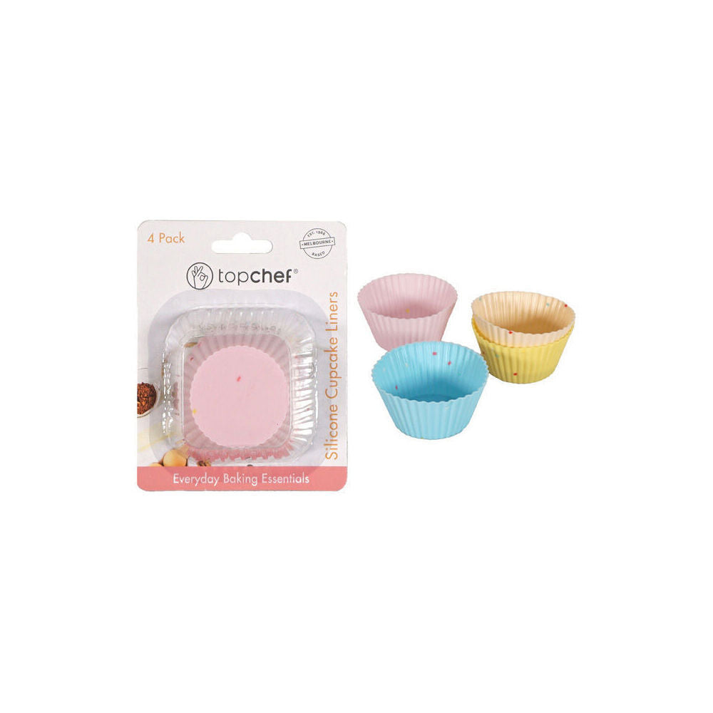 12x 5pc Topchef Silicone Cupcake Liner Patties Round Multicoloured Assorted