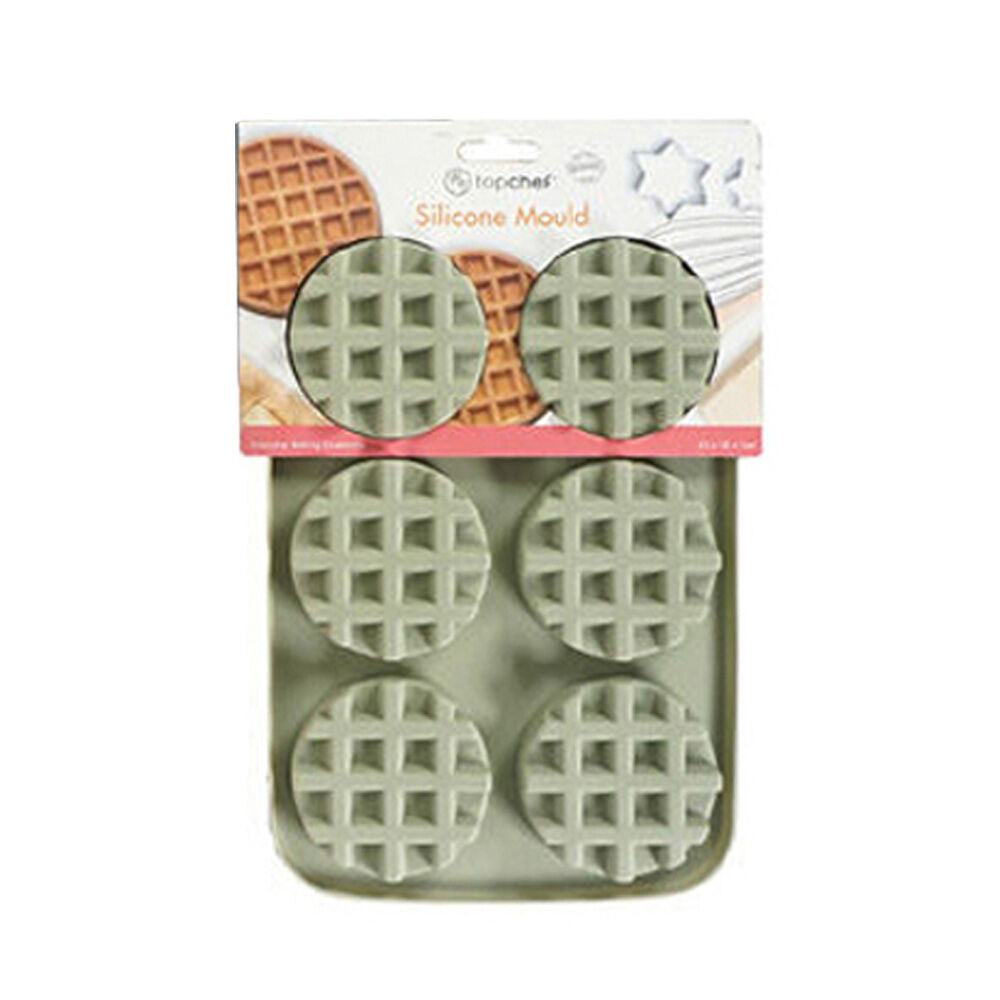 6x 6pc Topchef Silicone Heat Resistant Waffle Mould 25.5x18cm Assorted
