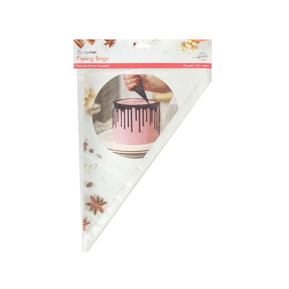 24x 50pc Topchef Disposable Cake Decorating Piping Bags Set 40x25cm Clear