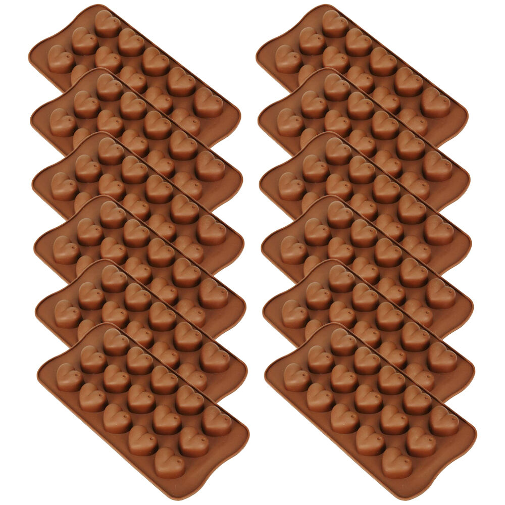 12x 12pc Topchef Silicone Heat Resistant Chocolate Moulds Brown Assorted