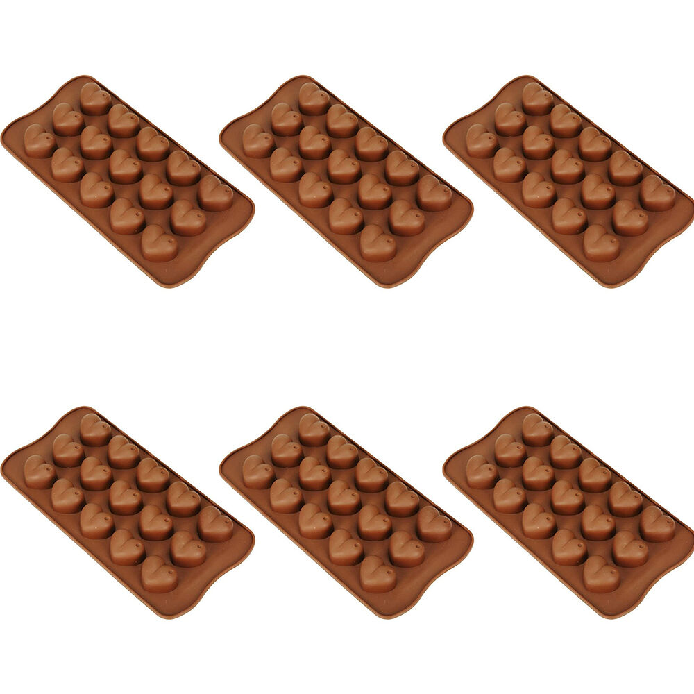 6x 12pc Topchef Silicone Heat Resistant Chocolate Moulds Brown Assorted