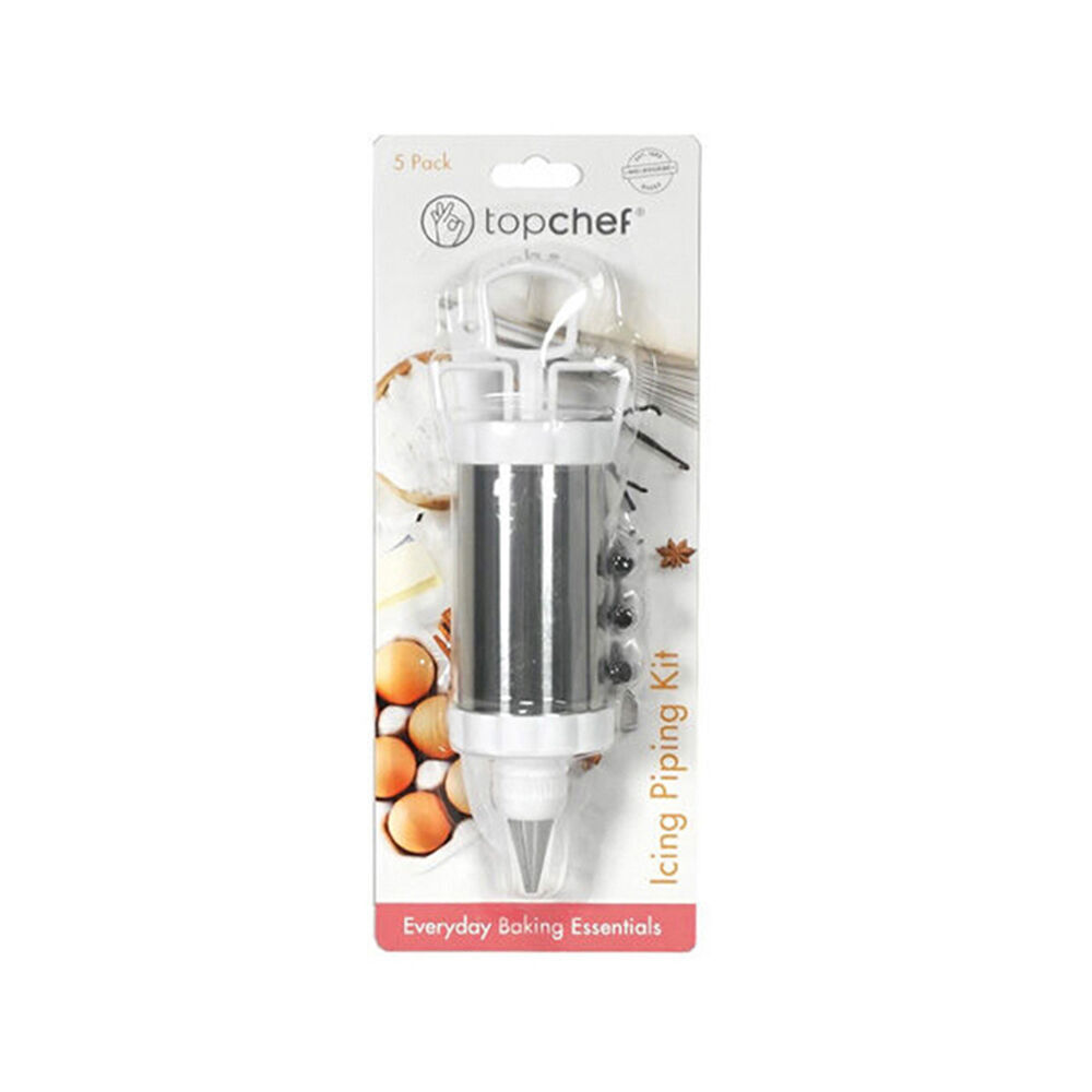 3PK Topchef Stainless Steel Icing Piping Decorating Baking Kit White