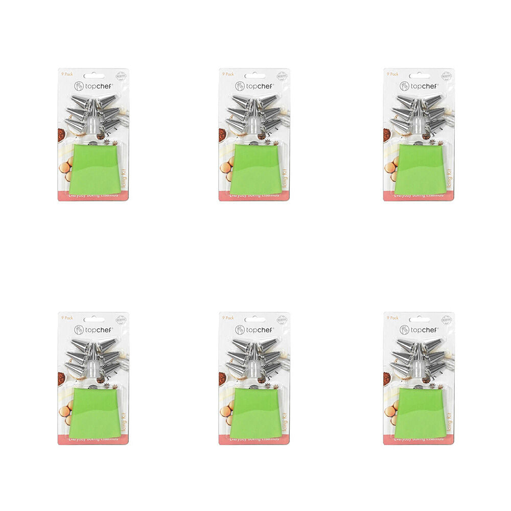 6x 9pc Topchef Stainless Steel Reusable Icing Baking Kit Assorted