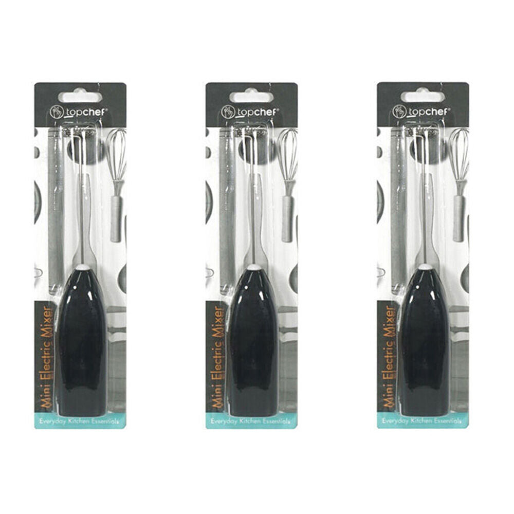 3PK Topchef Mini Handheld Electric Coffee Stirrer Milk Frother Assorted
