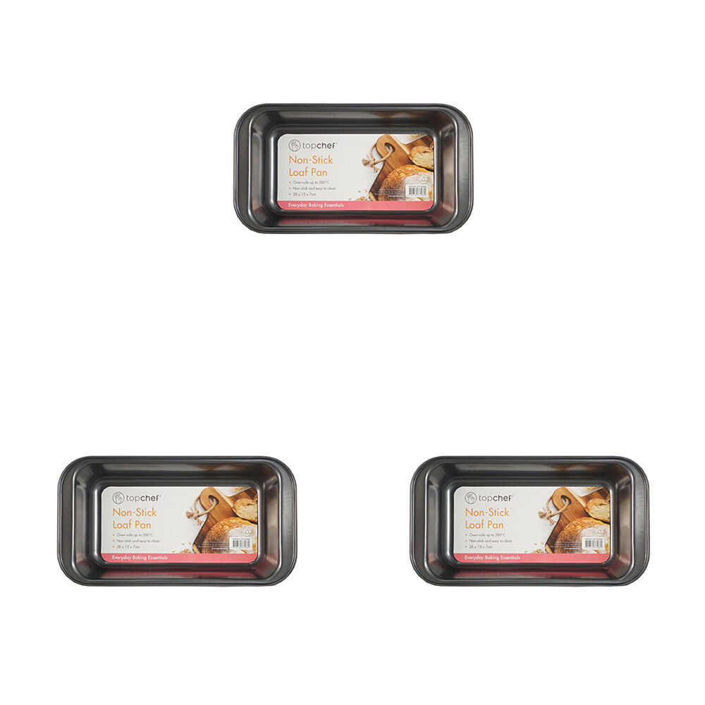 3PK Topchef Non-Stick Carbon Steel Loaf Pan Large 28x15cm