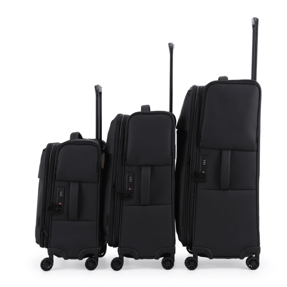 3pc Kate Hill Willow Travel Luggage Set Suitcase Lightweight Expandable Black