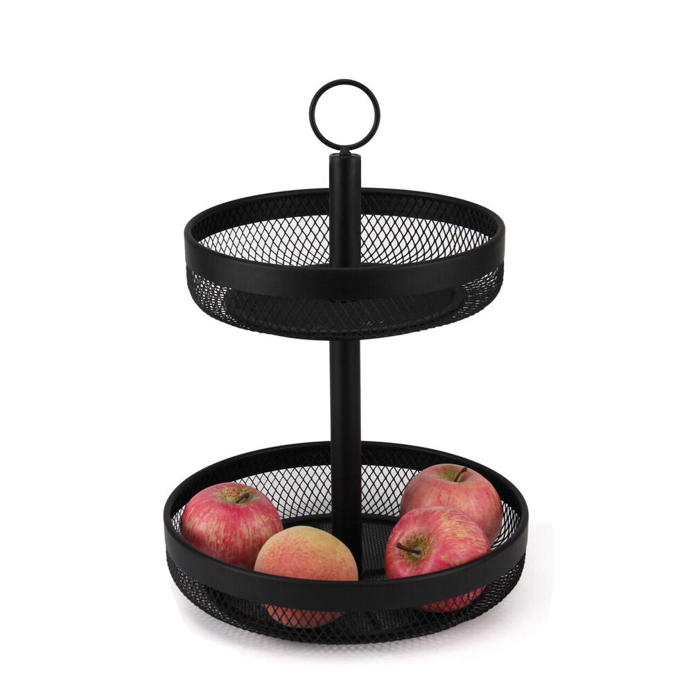 Classica Nero Mesh 2 Tier Round Basket Rust Resistant 30cm Black