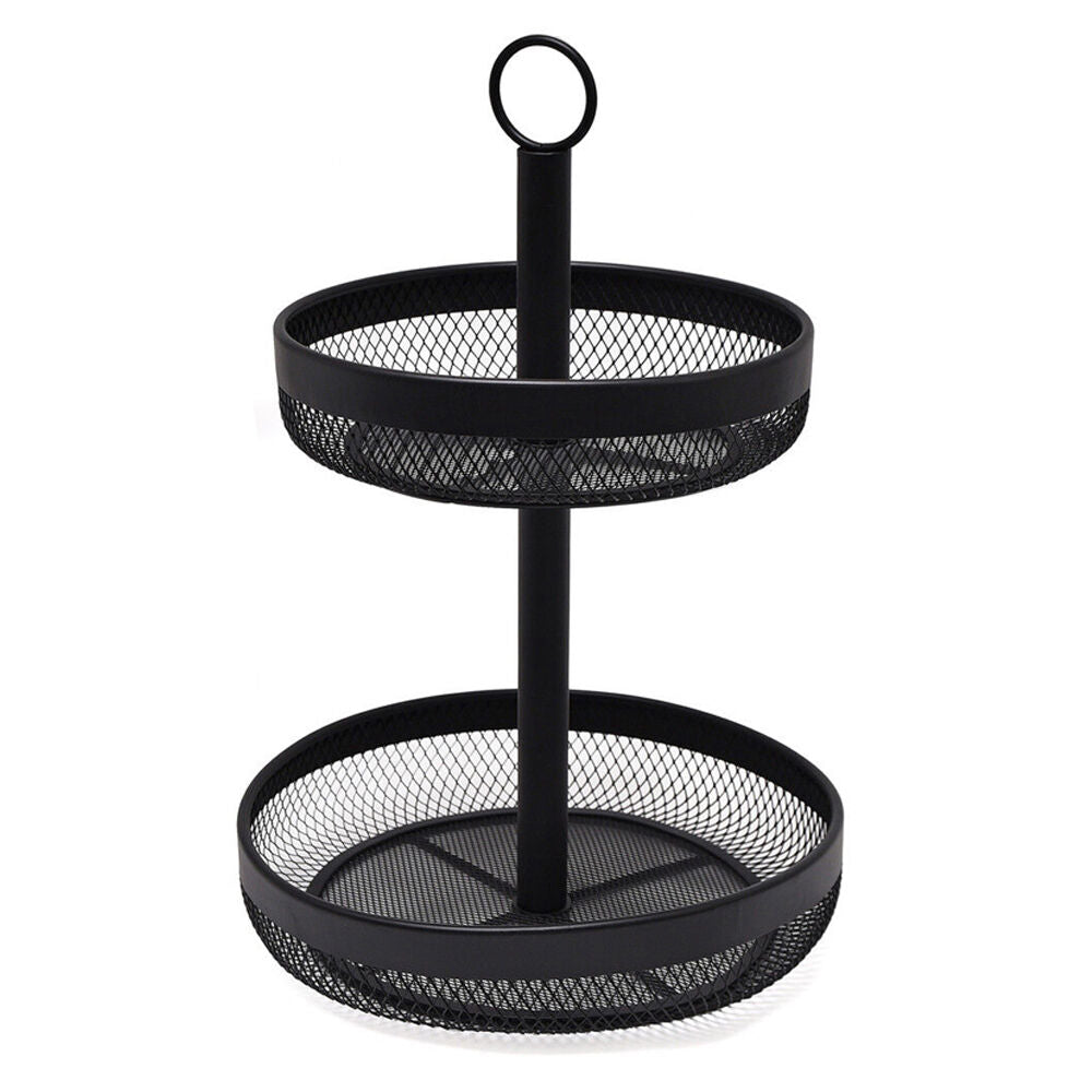 Classica Nero Mesh 2 Tier Round Basket Rust Resistant 30cm Black