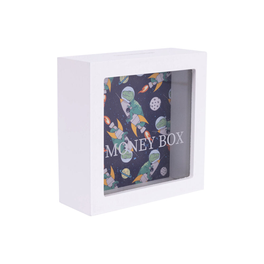Splosh Kids Dino Clear Acrylic Money Box Coin Piggy Bank 13cm Square
