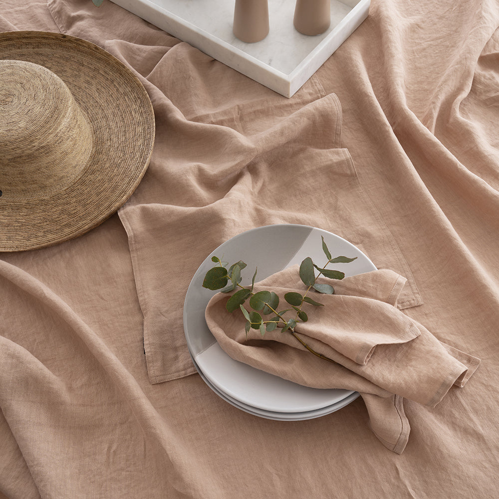 2PK 2pc Bambury Home Decor Tableware Linen Napkin Set 45x45cm Tea Rose