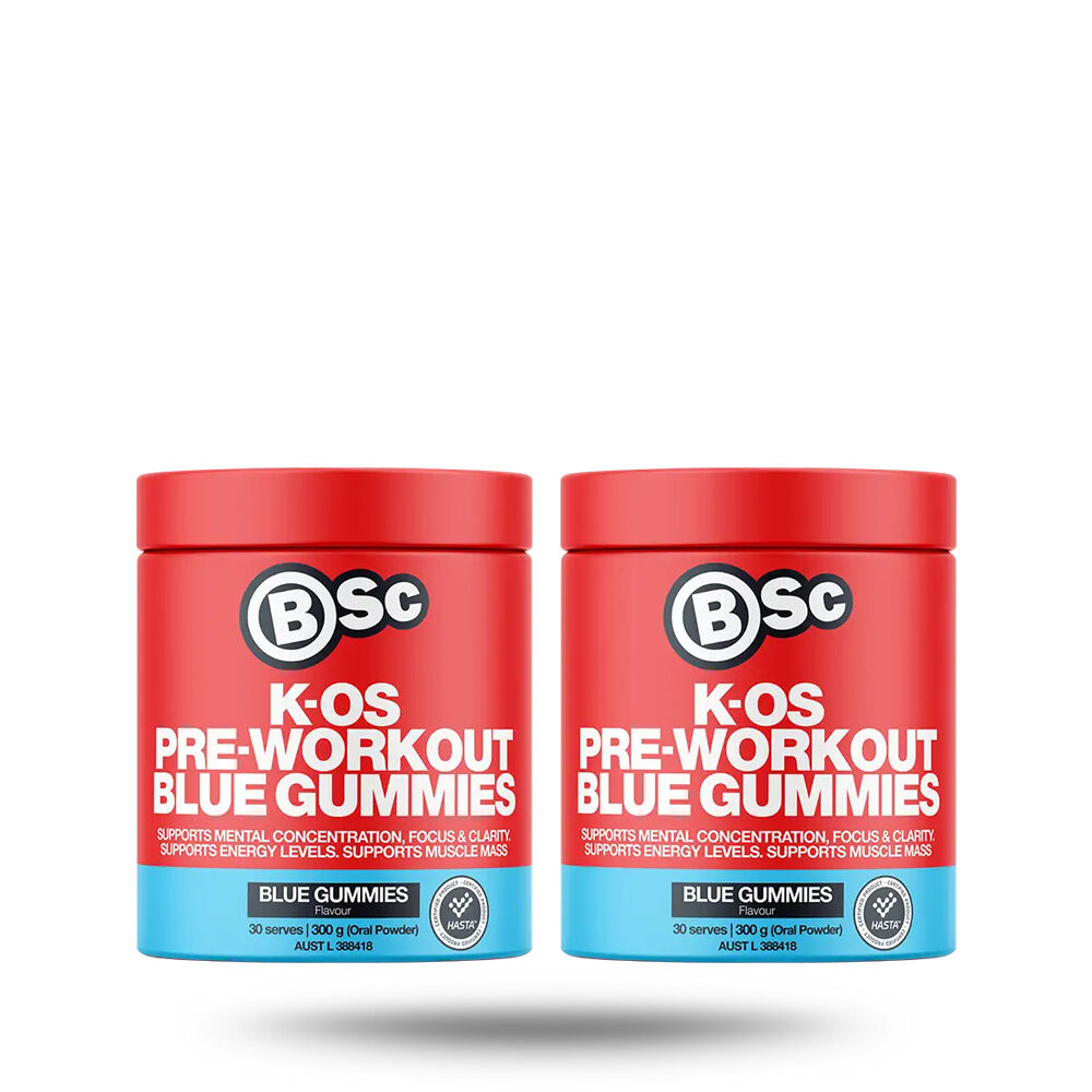 2PK BSc K-OS Pre-Workout Powder Focus & Clarity 30 Serves 300g Blue Gummies