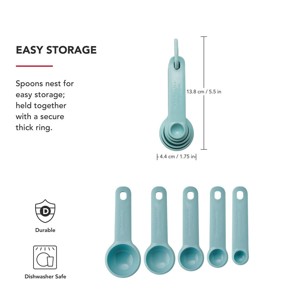 5pc KitchenAid Plastic Measuring Spoon Set Kitchen Utensils - Mineral Water