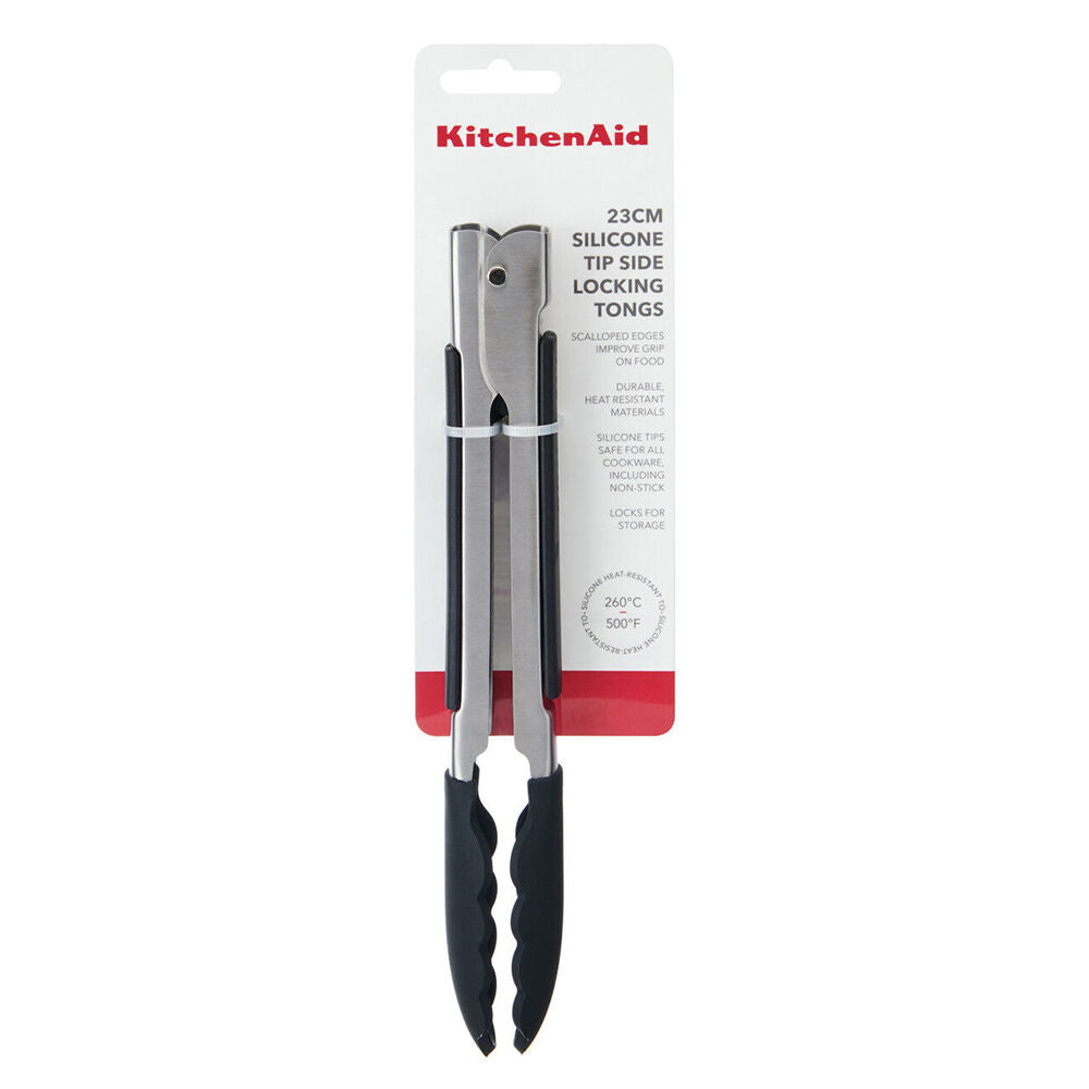KitchenAid Nylon Silicone-Tipped Side-Locking Tongs Kitchen Utensils 23cm