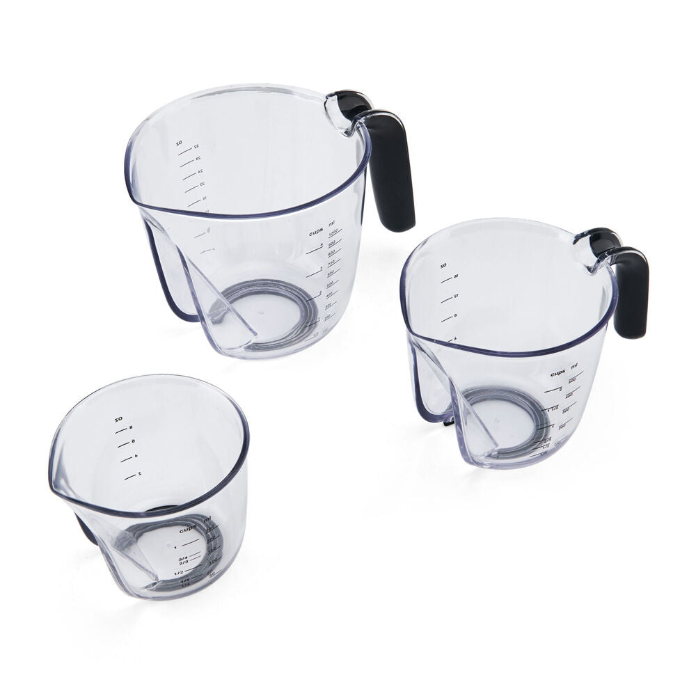 3pc KitchenAid Stackable Angled Measuring Jugs Set 250ml 500ml 1000ml Onyx Black