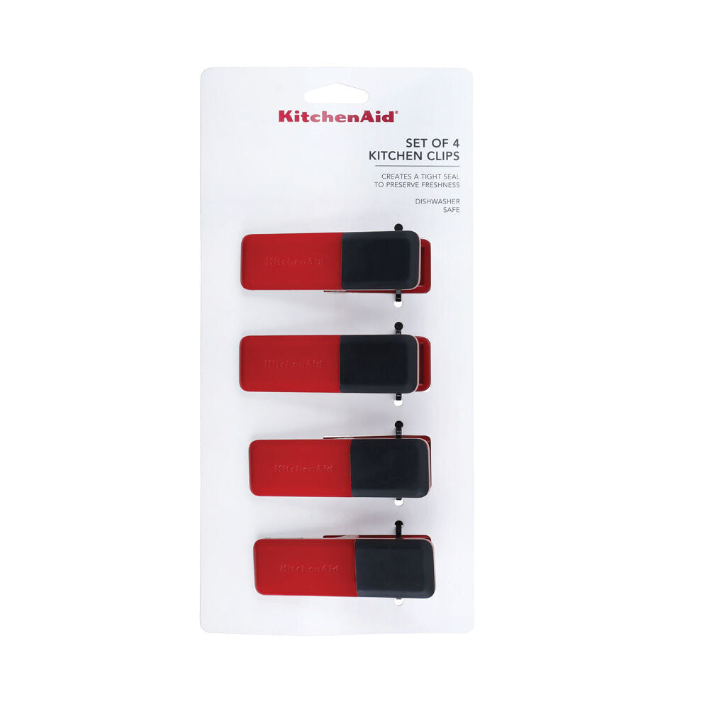 4pc KitchenAid Kitchen Clips Pantry Accessory Seal Food Bags Empire Red